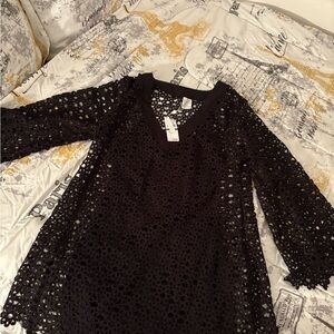 Trina Turk Black Lace Midi Dress